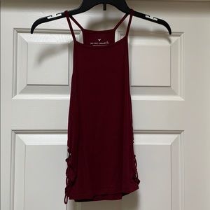American Eagle High-Neck Lace Up Side Tank Top